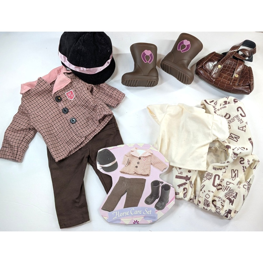 HORSE COMPLETE OUTFIT🤠American Girl Doll Lot Hat Cowgirl Boots Riding Purse Set